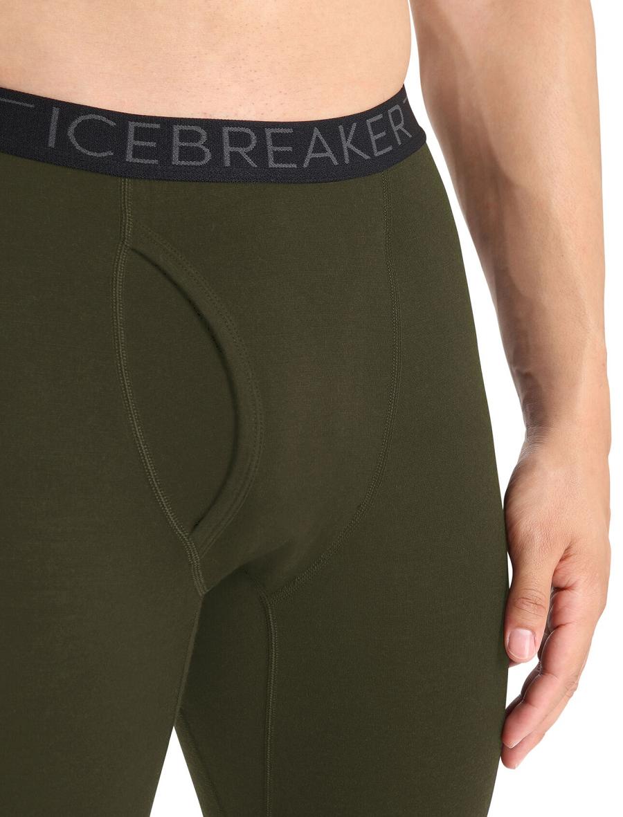 Legginsy Icebreaker Merino 200 Oasis with Fly Męskie Oliwkowe | PL 1816LISH